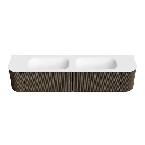 Mondiaz KURVE Ensemble meuble de salle de bains - 200x46x40cm - 2 tiroirs - 2 portes - vasque solid surface - double - 2 trous de robinet - Shadow SW1414152