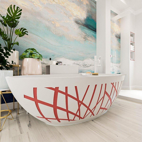 MONDIAZ HOLM DESIGN Baignoire autoportante - 180x85cm - Fire / Talc SW1172797