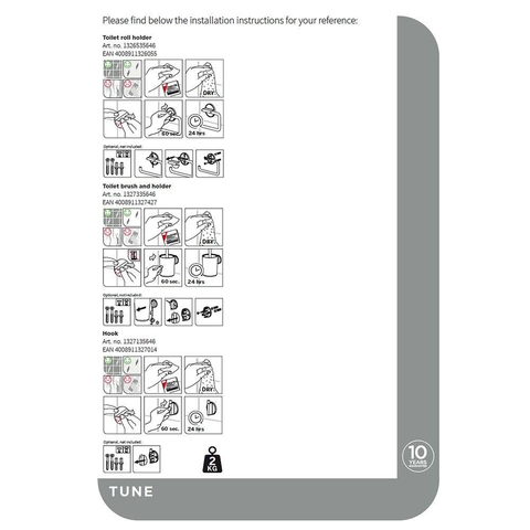 Tiger Tune Ensemble d’accessoires pour toilettes - porte-rouleau de papier toilette - sans couvercle - porte-balai de toilettes - patère - auto-adhésif - laiton brossé/noir SW877668