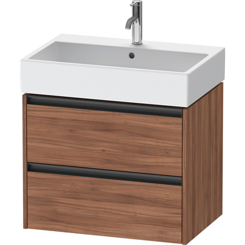 Duravit Ketho.2 Wastafelonderbouwkast - met 2 laden - 68.4x46x54.9cm - met grepen antraciet - noten mat SW773158