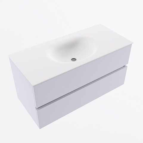 Mondiaz VICA Ensemble meuble de salle de bains - 100cm - cale - 2 tiroirs - Lavabo MOON - au milieu - 1 trou de robinet - couleur talc - version XL 60cm de hauteur SW1189235
