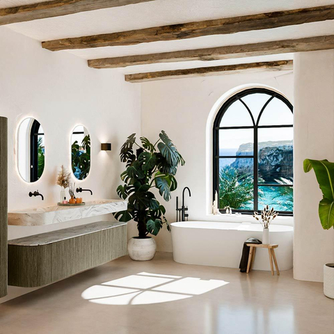 MONDIAZ THOR-DLUX Meuble de salle de bains - 200cm - arrondi gauche + droite - couleur Shadow - 2 tiroirs et 2 portes - Vasque suspendue CLOUD Double sans trou de robinet - couleur Glace SW1467024