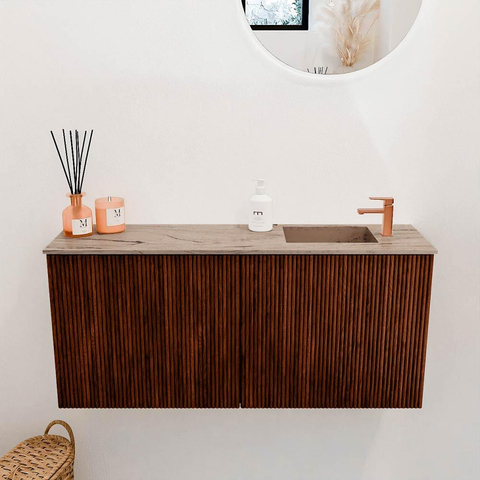 Mondiaz JOYA-DLUX 90cm toiletmeubel - kleur Ruby - Wastafel FAYE positie Rechts 1 kraangat kleur Arena. SW1425278