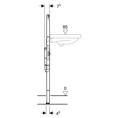 Geberit Duofix wastafel - 112cm wastafelkraan inbouw functiebox en inbouwsifon - blauw SW1237131
