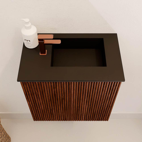 Mondiaz JOYA 40cm meuble de toilette - couleur Ruby - Vasque FAYE position Droite 1 trou de robinet couleur Urban. SW1421799
