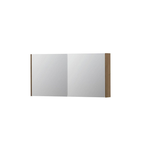 INK SPK1 Spiegelkast - 120x14x60cm - 2 deuren - dubbelzijdige Spiegel - schakelaar en stopcontact - MDF Fineer Ash grey SW439871
