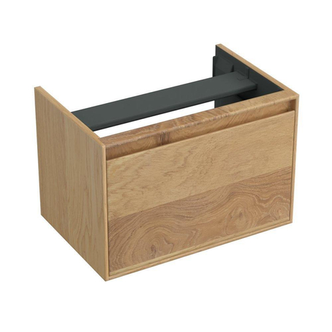 Forzalaqua Reno 2.0 meuble sous-lavabo 59,5x39,5x40cm avec 1 tiroir sans poignée à fermeture douce Chêne massif Smoke SW492416