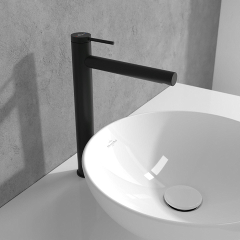 Villeroy & Boch Loop & Friends 1 greeps wastafelkraan verhoogd - zonder waste - mat zwart SW974127