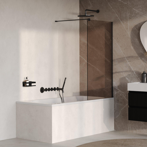 BRAUER Oblivion Badwand - 80x140- brons glas - incl. glascoating - mat zwart SW1580979