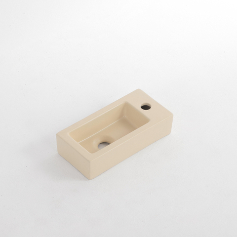 FugaFlow Efficiente Pietra Ensemble de fontaine - 37,5x18,5x9cm - céramique - trou de robinet à droite - robinet de fontaine gunmetal - bouchon de vidange - siphon abaissé - Beige mat SW1442300