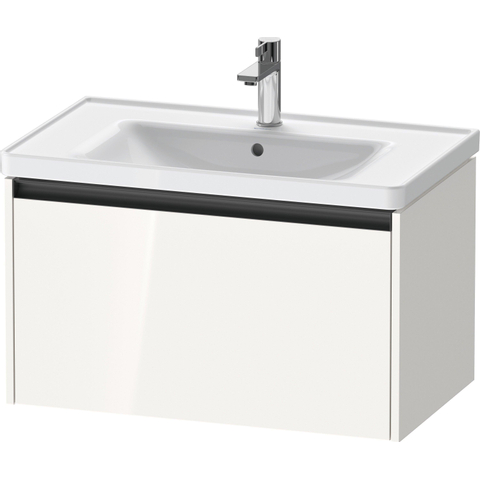 Duravit Ketho.2 Wastafelonderbouwkast - met 1 lade - 78.4x45.5x44cm - met greep antraciet - hoogglans wit SW772935