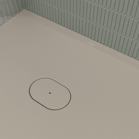 Villeroy & Boch Ecora douchebak - 160x90x4.5cm - afvoer korte zijde - almond (beige) SW1558919
