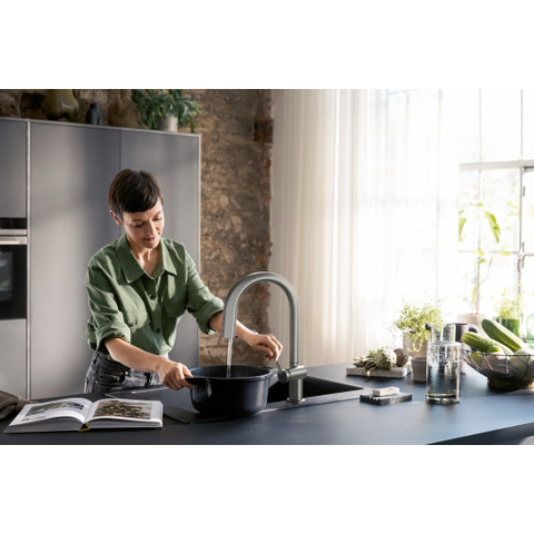 Hansgrohe Aqittura M91 SodaSystem 210, uittrekbare uitloop 1jetsBox, starter set RVS-look SW1567435