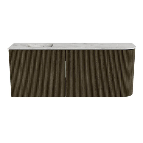 Mondiaz JOYA-DLUX Meuble de salle de bains 101,6cm - arrondi droit couleur Shadow - Vasque FAYE position Gauche Sans trou de robinet couleur Glace SW1422802