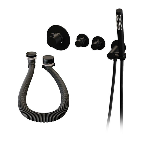Brauer Black Edition Badkraan inbouw - douchegarnituur - 3 gladde knoppen - handdouche staaf 1 stand - Electroplating - mat zwart SW385410