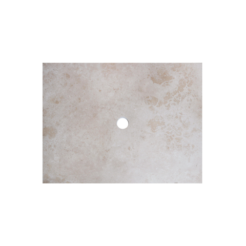 Saniclass Travertine Plan de vasque - 60x46cm - sans trous de robinet - 1 découpe pour siphon - pierre naturelle mouchetée SW1242425