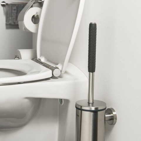 Tiger Boston Comfort en Safety Toiletborstel met houder RVS geborsteld 9x46.9x12.6cm SHOWROOMMODEL SHOW24262