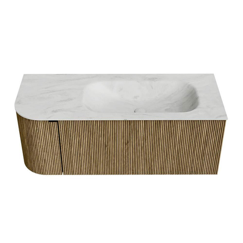 Mondiaz KURVE-DLUX Ensemble de meuble de salle de bains - 115x46x40cm - 1 tiroir - 1 porte - vasque solid surface - droite - 1 trou de robinet - Dusk SW1415076