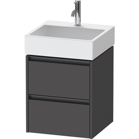 Duravit Ketho.2 Wastafelonderbouwkast - met 2 laden - 48.4x46x54.9cm - met grepen antraciet - grafiet mat SW771804