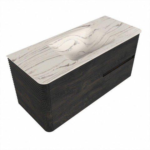 Mondiaz CIRO-DLUX Badkamermeubelset - 110x45x50cm - Solid surface wastafel Nata - 1 wasbak Midden - zonder kraangaten - 2 lades - Shadow SW1532571