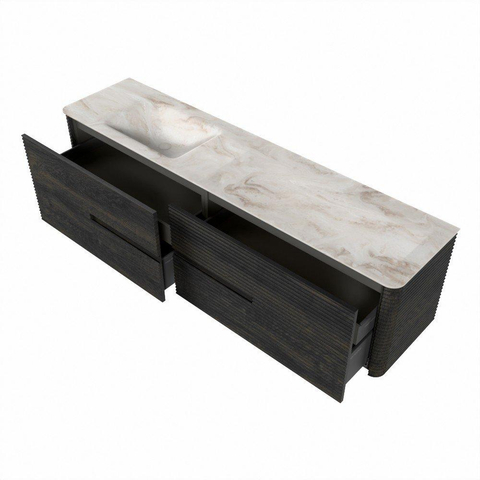 Mondiaz CIRO-DLUX Badkamermeubelset - 190x45x50cm - Solid surface wastafel Frappe - 1 wasbak Links - 1 kraangat - 4 lades - Shadow SW1532188
