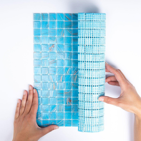 La Mosaic Factory Amsterdam carreau mosaïque - 32,2x32,2cm - carrelage mural et de sol - Carré - Verre Bleu Clair brillant SW62141