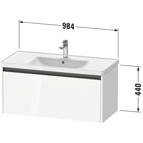 Duravit Ketho 2 meuble sous-lavabo avec 1 tiroir 98,4x45,5x44cm avec poignée anthracite graphite mat SW772035