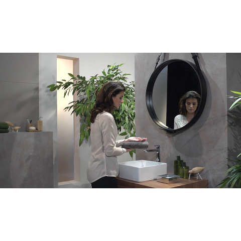 Hansgrohe Talis e 1 greeps wastafelkraan - 240 PopUp - trekwaste - geborsteld zwart chroom SW295760