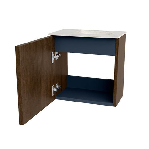 Mondiaz JOYA-DLUX 40cm toiletmeubel - kleur Walnut - Wastafel FAYE positie Rechts 1 kraangat kleur Ostra. SW1422569