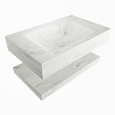 MONDIAZ ALAN - DLUX Badkamermeubelset - 70cm - planchet - Opalo - vrijhangende wastafel - wasbak midden - 1 kraangat - Opalo SW809001