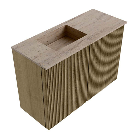 Mondiaz JOYA-DLUX 60cm toiletmeubel - kleur Dusk - Wastafel FAYE positie Links 1 kraangat kleur Saba. SW1426042