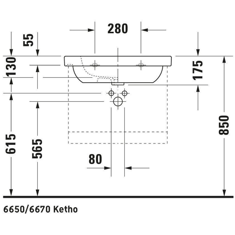 Duravit D Code Lavabo pour meuble 65x48cm avec trou pour robinetterie Blanc 0295855