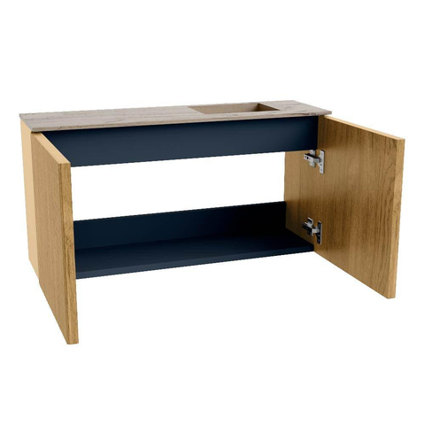 Mondiaz JOYA-DLUX 80cm meuble de salle de bains - couleur Chêne - Vasque FAYE position Droite 1 trou de robinet couleur Arena. SW1423857