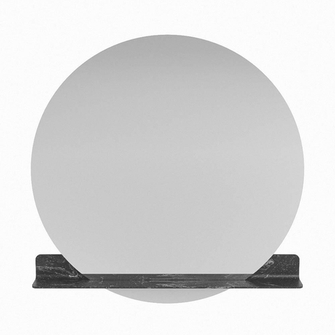Mondiaz SPOT miroir – Ø 120 cm – avec tablette – Lava (marbre noir) SW1235443