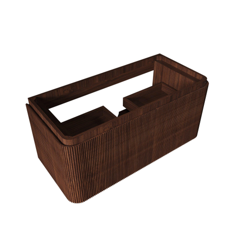 Royal Plaza Terra Edge Ensemble meuble de salle de bains - 100x44.7x46cm - vasque en solid surface blanc mat - 1 vasque - 1 trou de robinet - 2 tiroirs - châtaignier (noyer) SW1471913