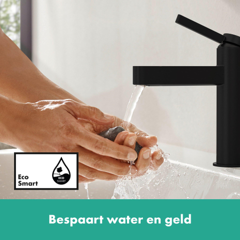 Hansgrohe Finoris 1 greeps wastafelkraan - 110 met afvoerplug - mat zwart SW651112