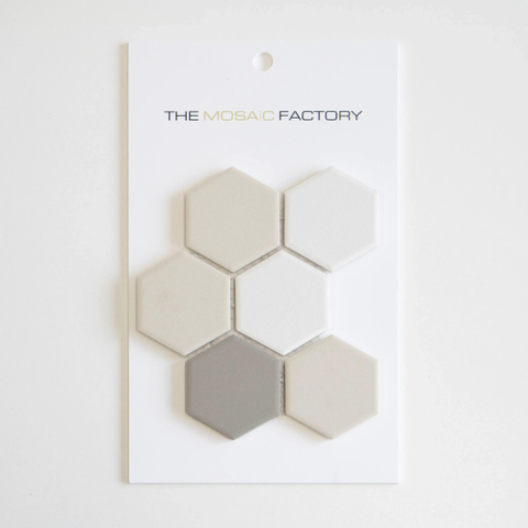 ÉCHANTILLON The Mosaic Factory London carreau mosaïque - 15x25cm - carrelage mural et de sol - Hexagone - Porcelaine White mix Mat SW1159414