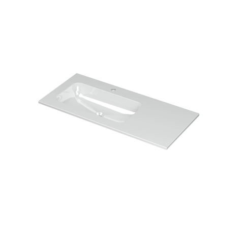 Ink Aspekt lavabo - 100x45x1.5cm - vasque à gauche - 1 trou de robinet - blanc brillant SW439526