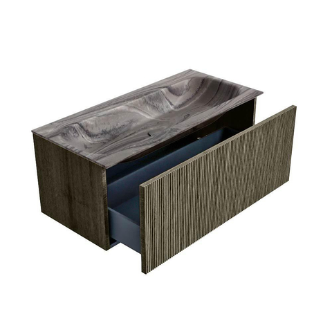 MONDIAZ KURVE-DLUX 100cm badmeubel kleur Shadow met 1 lade en 0 deuren. Wastafel BIG MEDIUM Midden zonder kraangat Sombra. SW1433759