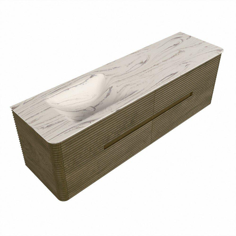 Mondiaz CIRO-DLUX Meuble de salle de bains - 160x45x50cm - Plan vasque solid surface Nata - 1 lavabo à gauche - 1 trou de robinet - 4 tiroirs - Dusk SW1533239