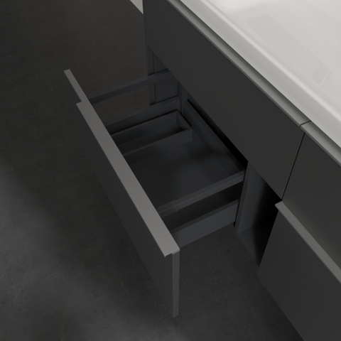 Villeroy & Boch Subway 3.0 wastafelonderkast - 127.2x57.9cm - 4 lades - Graphite (grijs) SW641675