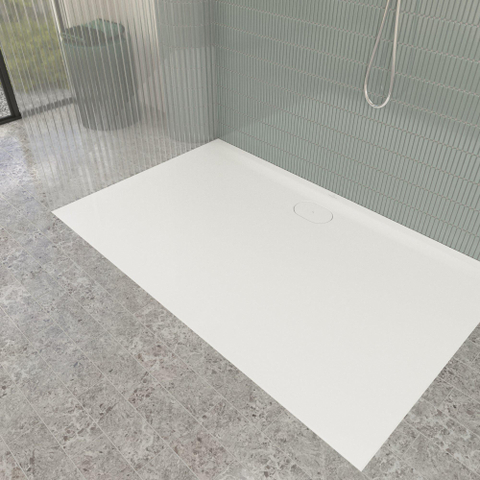 Villeroy & Boch Ecora douchebak - 160x100x3.5cm - afvoer lange zijde - white alpine (wit) SW1559004