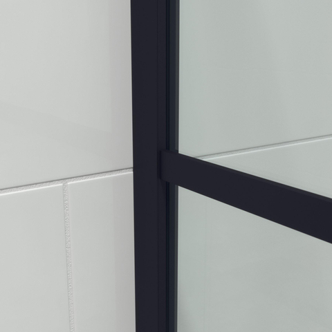 Saniclass Bellini inloopdouche 140x200cm veiligheidsglas mat zwart frame windows buitenzijde met anti kalk TWEEDEKANS OUT7110