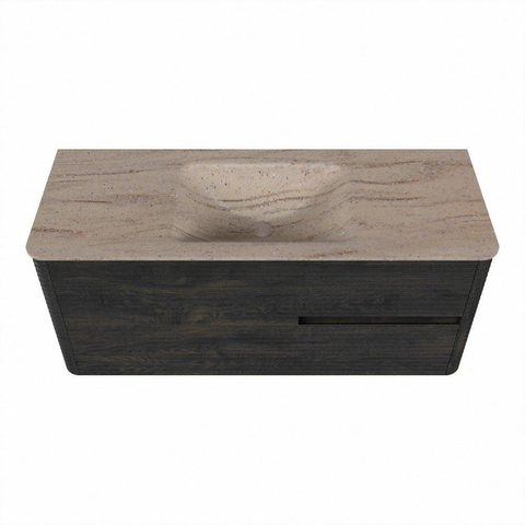 Mondiaz CIRO-DLUX Badkamermeubelset - 120x45x50cm - Solid surface wastafel Saba - 1 wasbak Midden - 1 kraangat - 2 lades - Shadow SW1532693