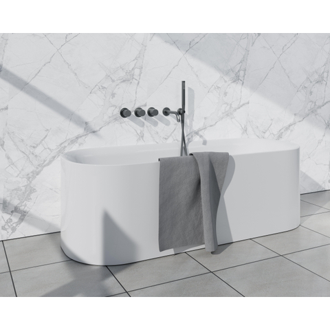 Fortifura Nebbio Ensemble combiné baignoire - mitigeur thermostatique - coude mural avec support de douchette - flexible de douche métallique - barre de douchette - bec verseur - PVD gunmetal brossé SW1238097