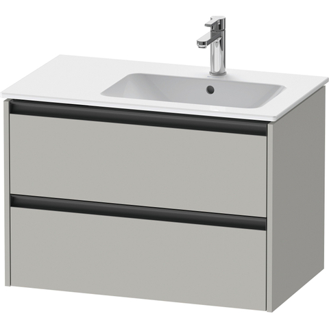 Duravit Ketho.2 Wastafelonderbouwkast - met 2 laden - voor waskom rechts - 81x48x54.9cm - met grepen antraciet - betongrijs mat SW772195