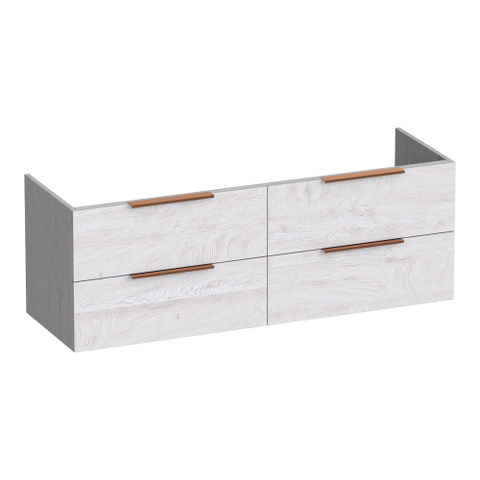 BRAUER Elevate meuble sous-lavabo 140 sans poignées rapportées 4 tiroirs à fermeture douce et 2 découpes pour siphon - Forest Seashell SW1200136