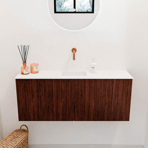 Mondiaz JOYA 100cm meuble de toilette - couleur Ruby - Vasque FAYE position Milieu Sans trou de robinet couleur Talc SW1421743