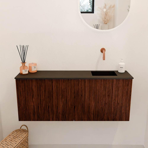 Mondiaz JOYA 100cm toiletmeubel - kleur Ruby - Wastafel FAYE positie Rechts Zonder kraangat kleur Urban. SW1421825