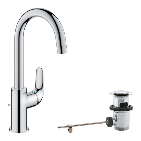 Grohe Swift QuickFix Wastafelkraan - l-size - met trekwaste - chroom -licht beschadigd- OUTLETSTORE STORE45002